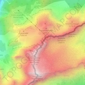 Signalkuppe topographic map, elevation, terrain