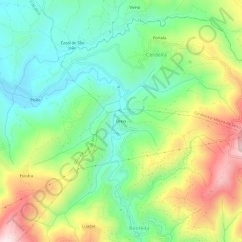 Dreia topographic map, elevation, terrain