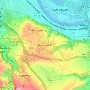 Großsedlitz topographic map, elevation, terrain