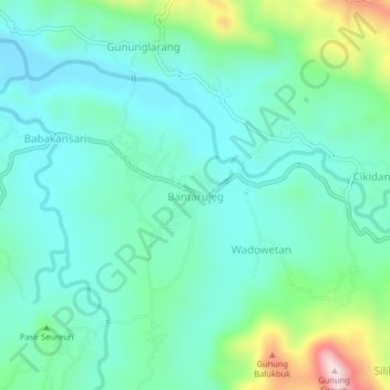 Bantarujeg topographic map, elevation, terrain
