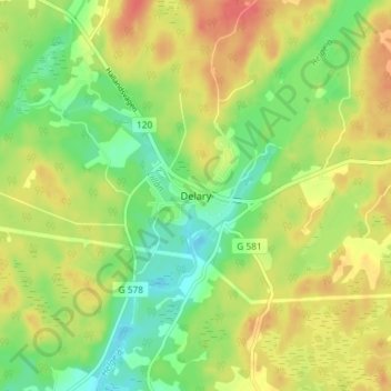 Delary topographic map, elevation, terrain