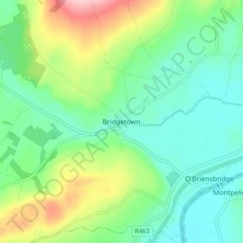 Bridgetown topographic map, elevation, terrain