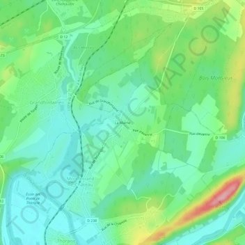 La Marne topographic map, elevation, terrain