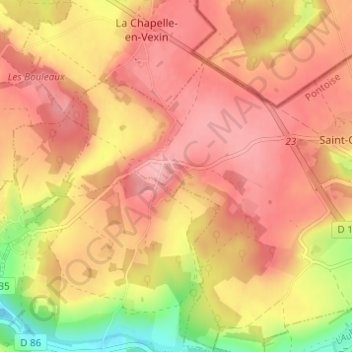 Magnitot topographic map, elevation, terrain