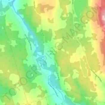 Island East River topographic map, elevation, terrain