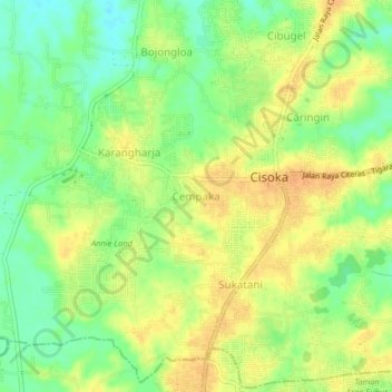 Cempaka topographic map, elevation, terrain