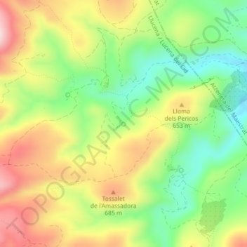 les Fonts topographic map, elevation, terrain