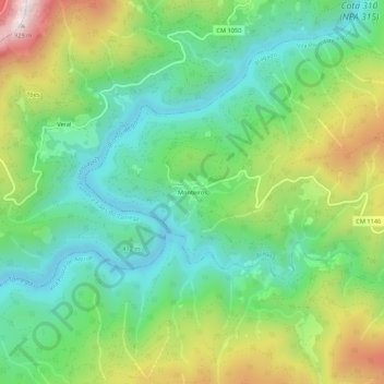 Monteiros topographic map, elevation, terrain
