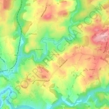 Chambourg topographic map, elevation, terrain