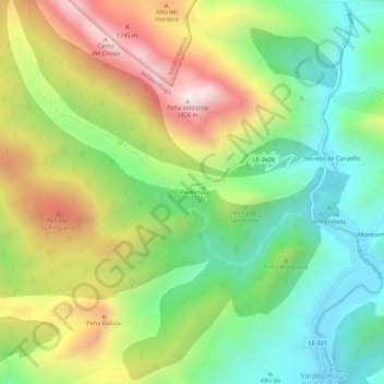 Valdorria topographic map, elevation, terrain