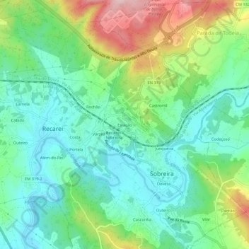 Estação topographic map, elevation, terrain