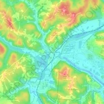 Grosvenor Crossing topographic map, elevation, terrain