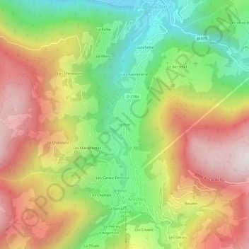 Le Praz topographic map, elevation, terrain
