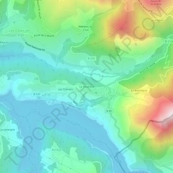 La Rouillère topographic map, elevation, terrain