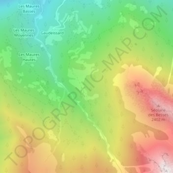 Les Besses topographic map, elevation, terrain