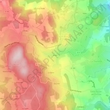 Augel topographic map, elevation, terrain