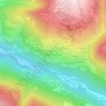 Les Champaix topographic map, elevation, terrain