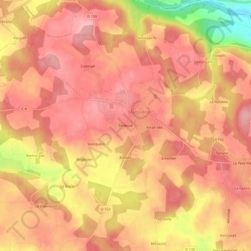 Bellevue topographic map, elevation, terrain