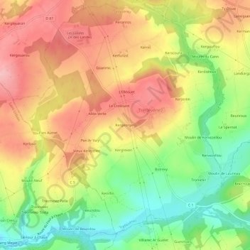 Kergeorges topographic map, elevation, terrain