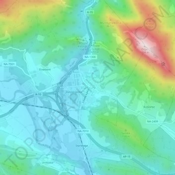 Irurtzun topographic map, elevation, terrain