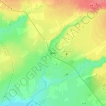 Hella topographic map, elevation, terrain