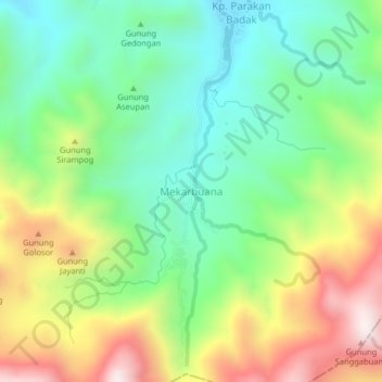 Mekarbuana topographic map, elevation, terrain