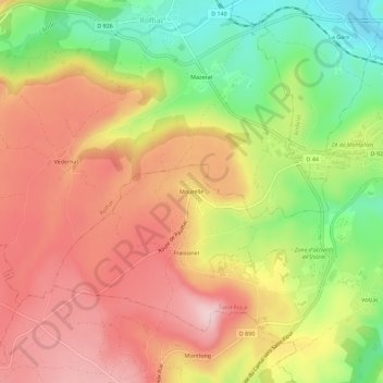 Mourelle topographic map, elevation, terrain