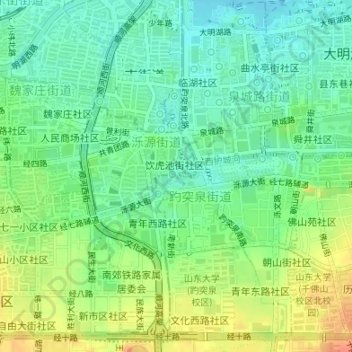 Baotu Spring (south) topographic map, elevation, terrain