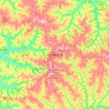 Umuarama topographic map, elevation, terrain