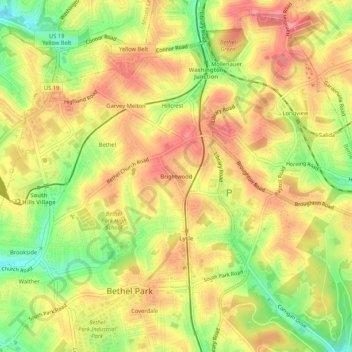Brightwood topographic map, elevation, terrain