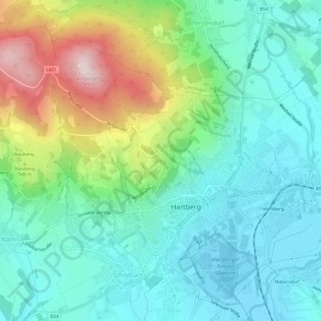 Ring topographic map, elevation, terrain
