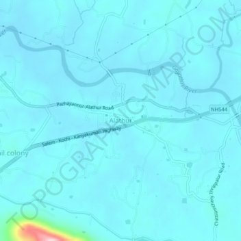 Alathur topographic map, elevation, terrain