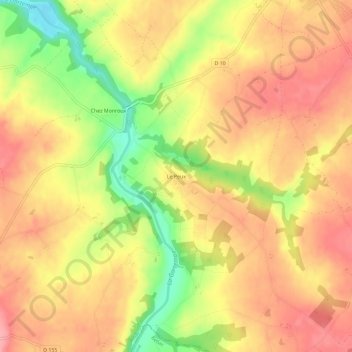 Le Peux topographic map, elevation, terrain
