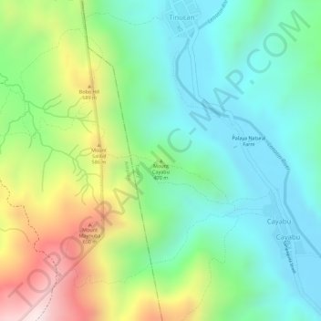 Mount Cayabu topographic map, elevation, terrain