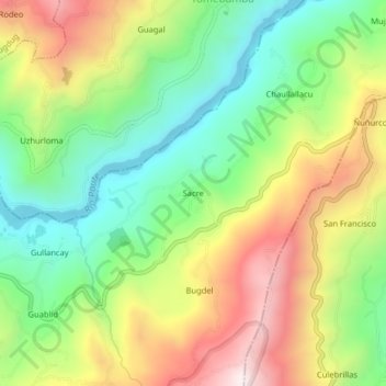 Sacre topographic map, elevation, terrain