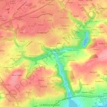 Coz Castel topographic map, elevation, terrain