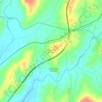 Castanheira de Cima topographic map, elevation, terrain
