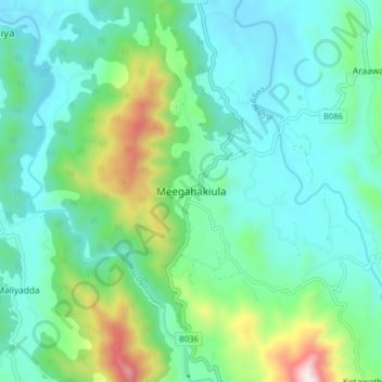 Meegahakiula topographic map, elevation, terrain