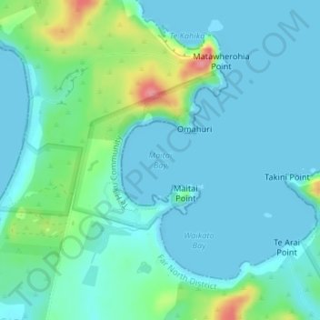 Maitai Bay topographic map, elevation, terrain