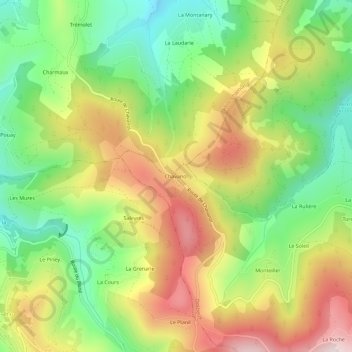 Chavanol topographic map, elevation, terrain