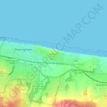 Beeston Bump topographic map, elevation, terrain