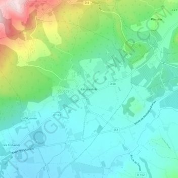 Les Gardiols topographic map, elevation, terrain