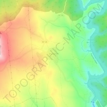 Manjirón topographic map, elevation, terrain
