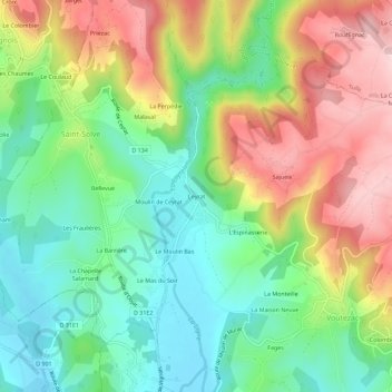 Ceyrat topographic map, elevation, terrain