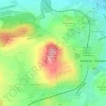 Hutberg topographic map, elevation, terrain