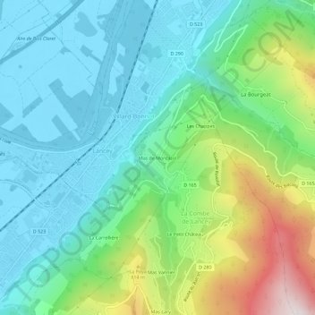 Mas de Montacol topographic map, elevation, terrain