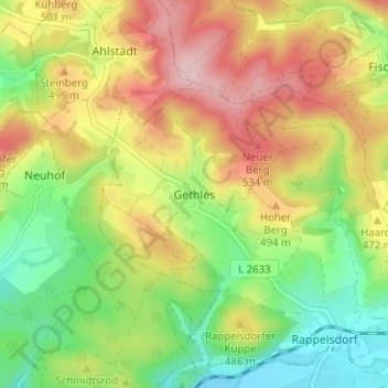 Gethles topographic map, elevation, terrain