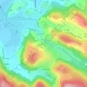 Blied topographic map, elevation, terrain