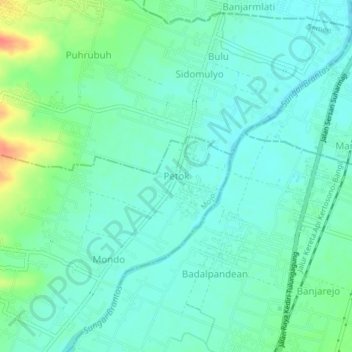 Petok topographic map, elevation, terrain