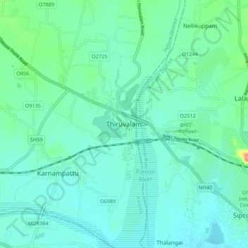 Thiruvalam topographic map, elevation, terrain